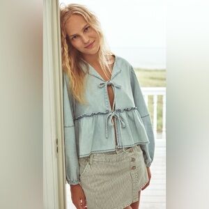 NWT FREE PEOPLE BRUNCH BABE CHAMBRAY TOP